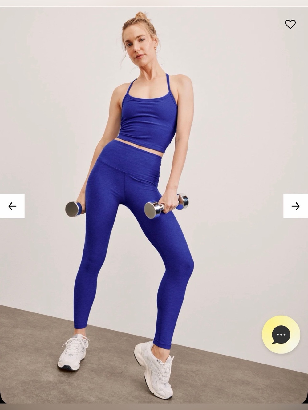 NWT Beyond Yoga Set Sapphire Blue Heather: Midi Leggings & Cropped Tank Small - Picture 7 of 10